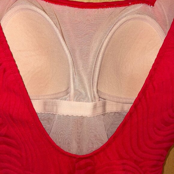 Gottex Vintage Womens Swimwsuit Size 12 Red Square Neck Scoop Back Stretch Knit - Picture 7 of 13